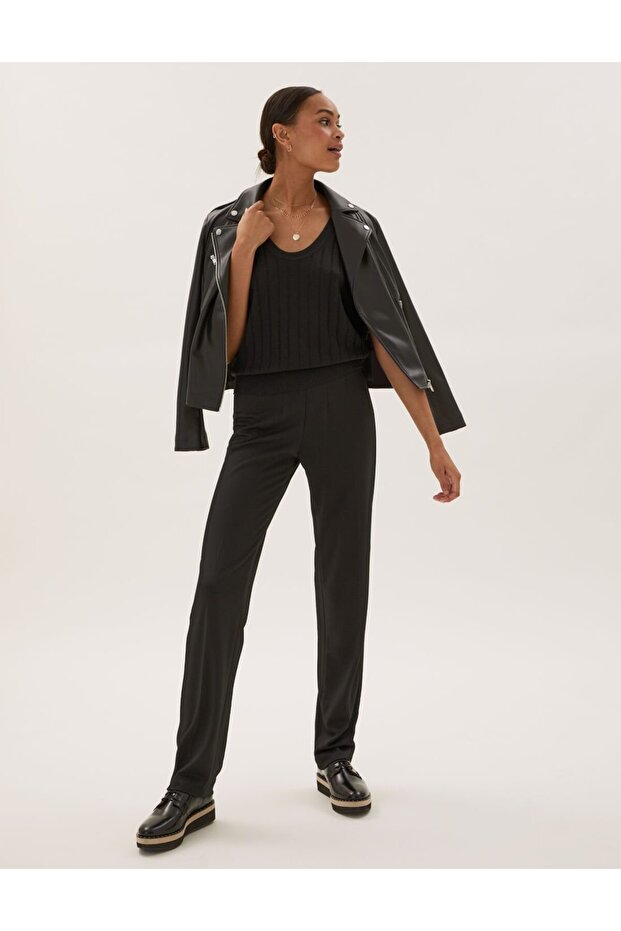 Straight Leg Örme Pantolon - 1