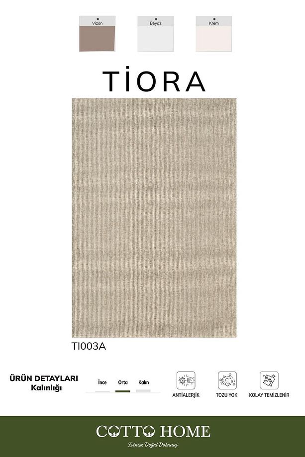 Tiora TI003A Gri Jüt Halı Naturel Sisal Örme Hasır Modern Yıkanabilir Dayanıklı Tozu Yok - 2