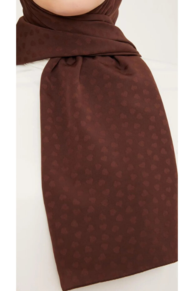 Trend J.capri Şal 4-129 - Kalpli Kahverengi - 2