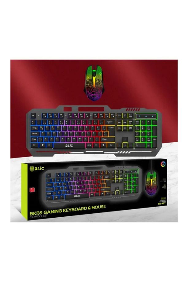Kablolu Oyuncu Klavye Mouse Set Işıklı Gaming Klavye Ve Fare Bkb9 - 1