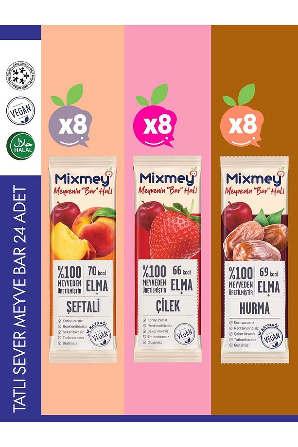 Tatlı Sever Meyve Barı – 24 Adet | Sağlıklı Atıştırmalıklar – Vegan, Glutensiz (20GR X 24 ADET) - 1