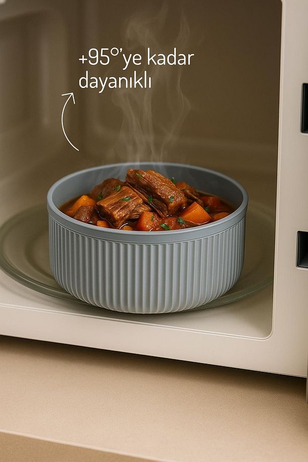 4'lü Set Çizgili, Yuvarlak Saklama Kabı Seti / 2,5lt.- 1,5lt.- 0,80lt.- 0,45lt. - 3