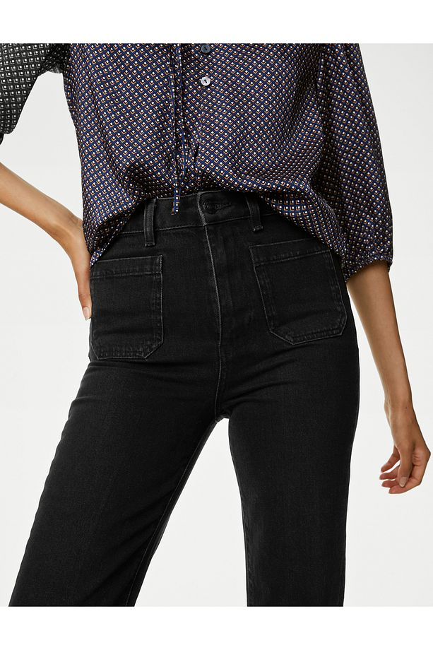 Yüksek Bel Flared Fit Jean Pantolon - 1
