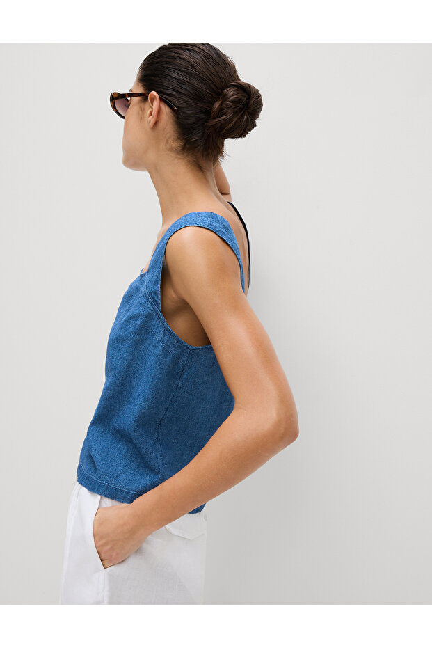 Kare Yaka Askılı Bluz - 4