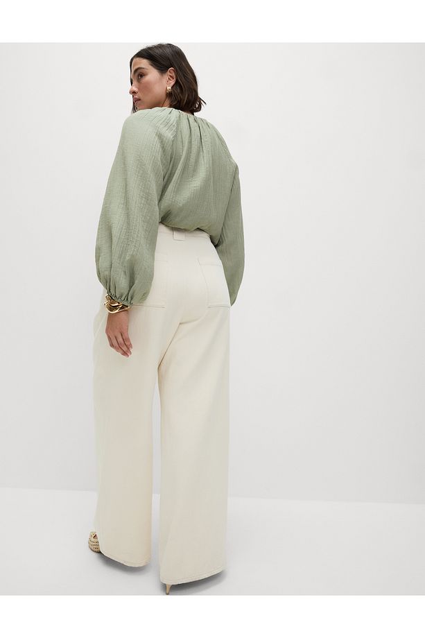 Yüksek Bel Tailored Wide Leg Jean - 8