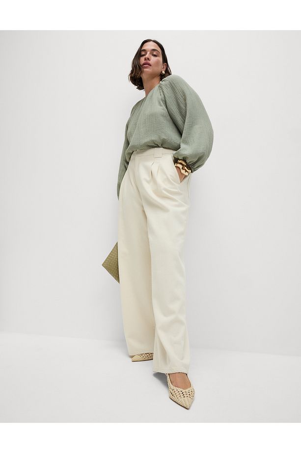 Yüksek Bel Tailored Wide Leg Jean - 4