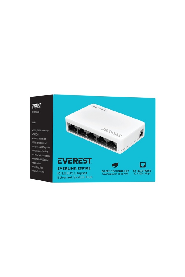 Everlınk Esf105 5 Port 10/100mbps Rtl8305 Chipset Fast Ethernet Masaüstü Switch Hub - 6