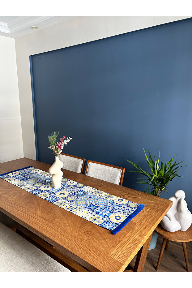 سجادة ساكس مزينة بشراشيب، نمط البلاط مقاس 40 × 140 سم - 3