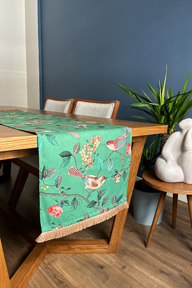 Brown Tassel, Birds Pattern 40X140Cm Runner