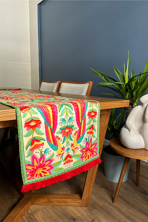 شرابة حمراء، نمط ببغاء 40x140 سم - 1