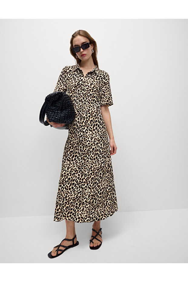 Desenli Gömlek Elbise - 2