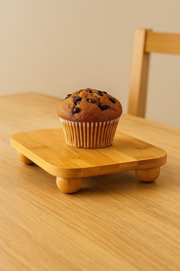 Bambu Top Ayaklı Kare Stant, Bambu Sunumluk (25cm) - 1