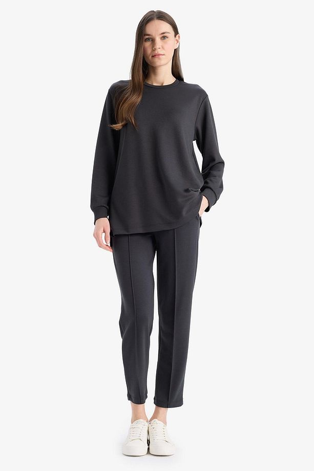 Regular Fit Beli Lastikli Cepli Basic Düz Pantolon E1954AX25SP - 3
