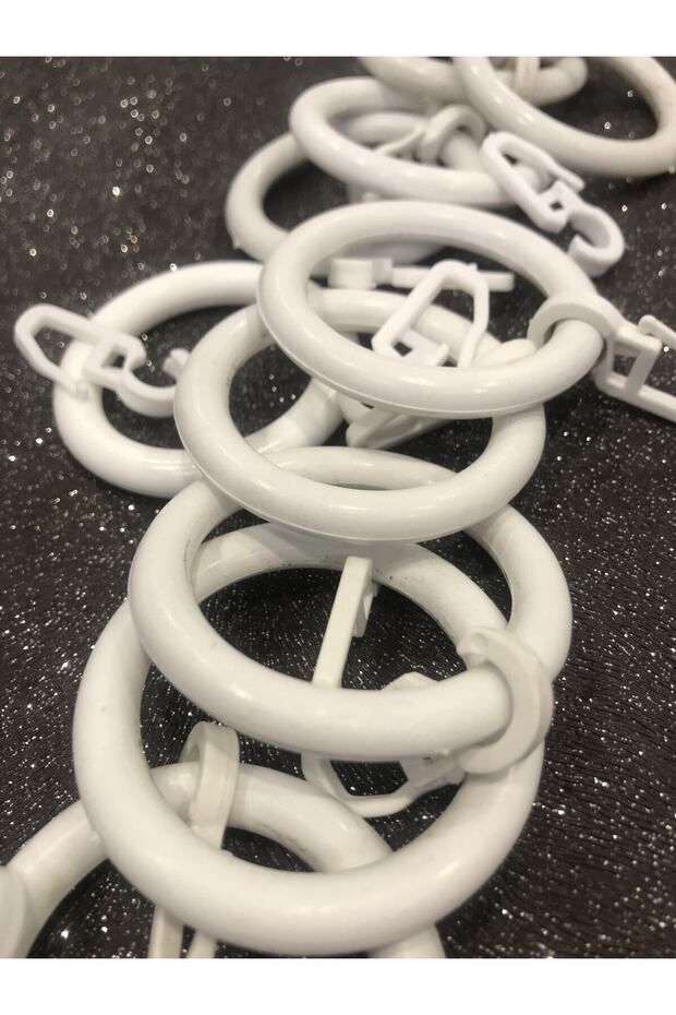 White Rustic Ring + Clip 10 Pieces Plastic Curtain Ring Curtain Holder
