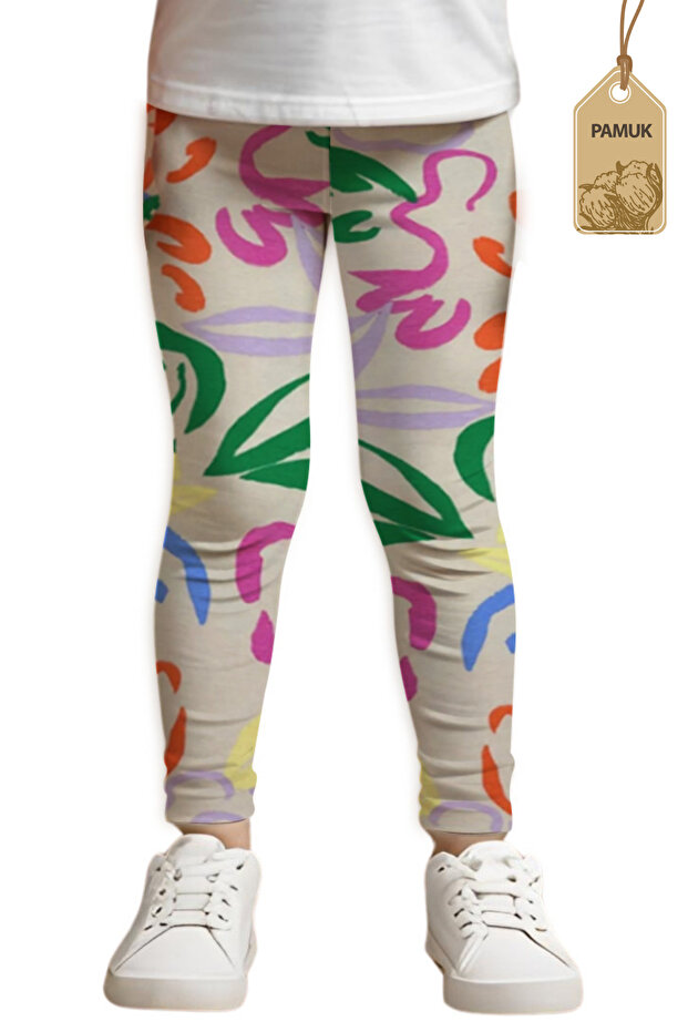Cotton Kids Leggings - Leaf Pattern Comfortable Lycra Seasonal Summer Anti-Sweat Long Leggings