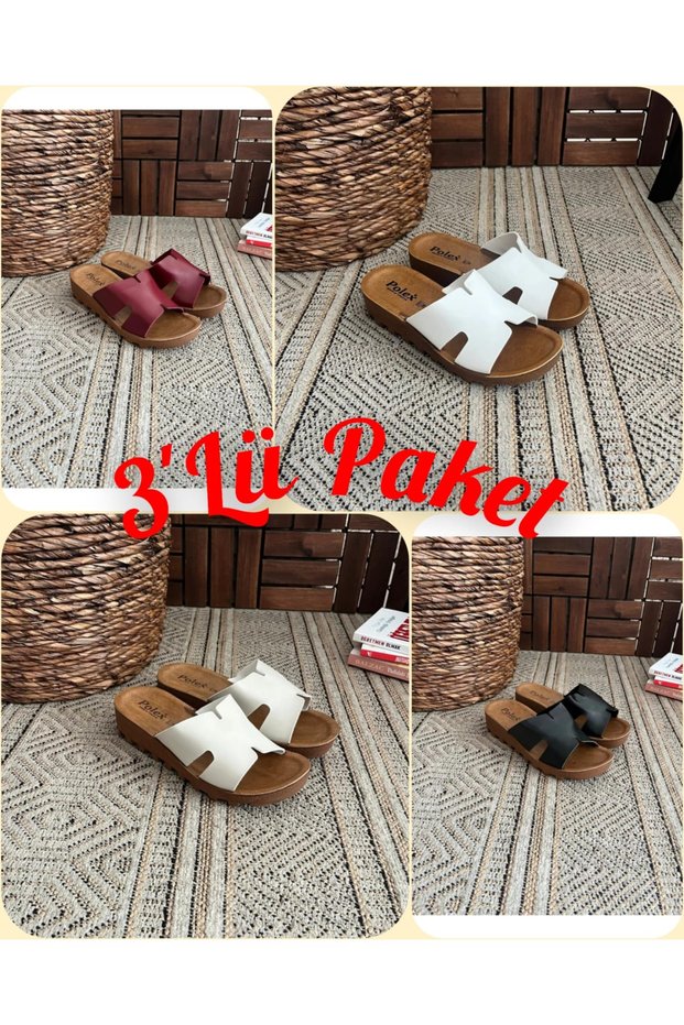 3-Piece Thick Heel Comfortable Women's Home and Outdoor Slippers Dowry Guest Summer Casual Slippers