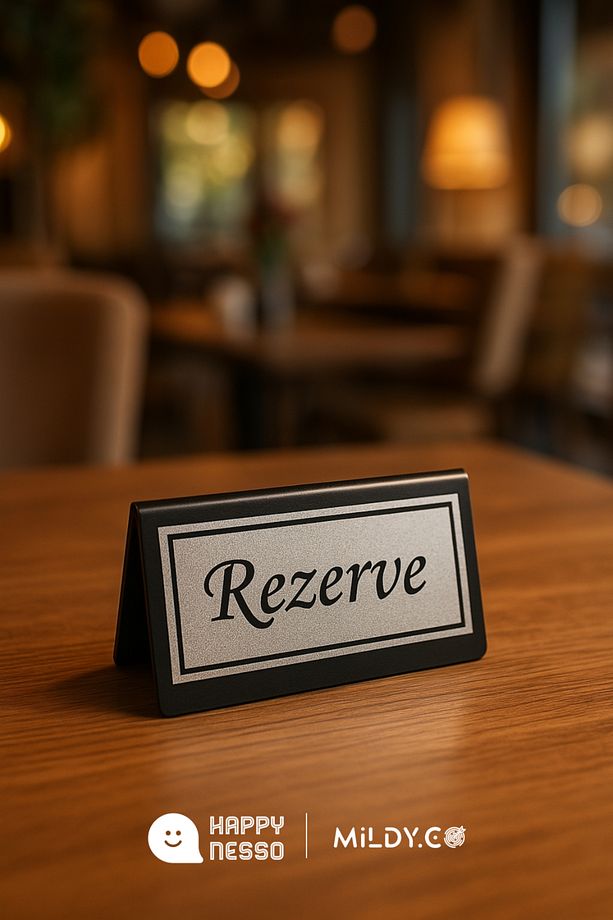 Masa Yazısı Serisinden Siyah Pleksi Üstü Tek Yön Silver Metal "rezerve" Yazısı - 100 Mm X 50 Mm - 4