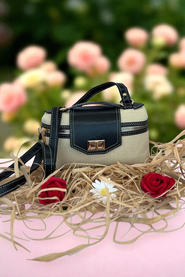 حقيبة كتف منقوشة من القش الحديث - 4