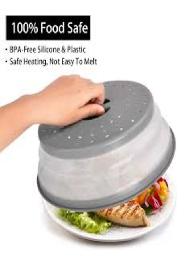 Collapsible Microwave Cover (10.5") – BPA-Free, Vented, Dishwasher Safe, Doubles as Colander