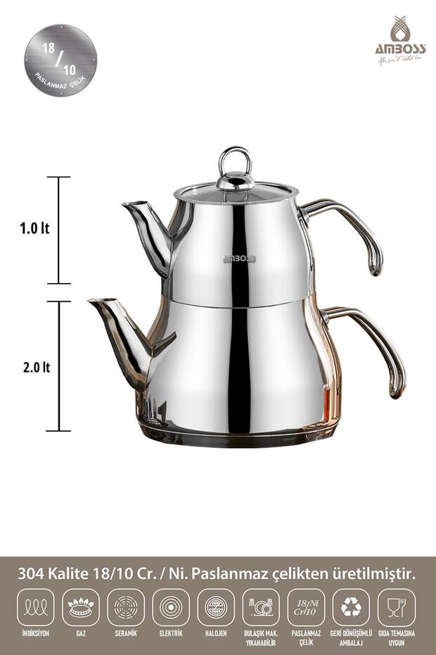 Prime 4 Parça Paslanmaz Çelik Orta Boy Çaydanlık - 4