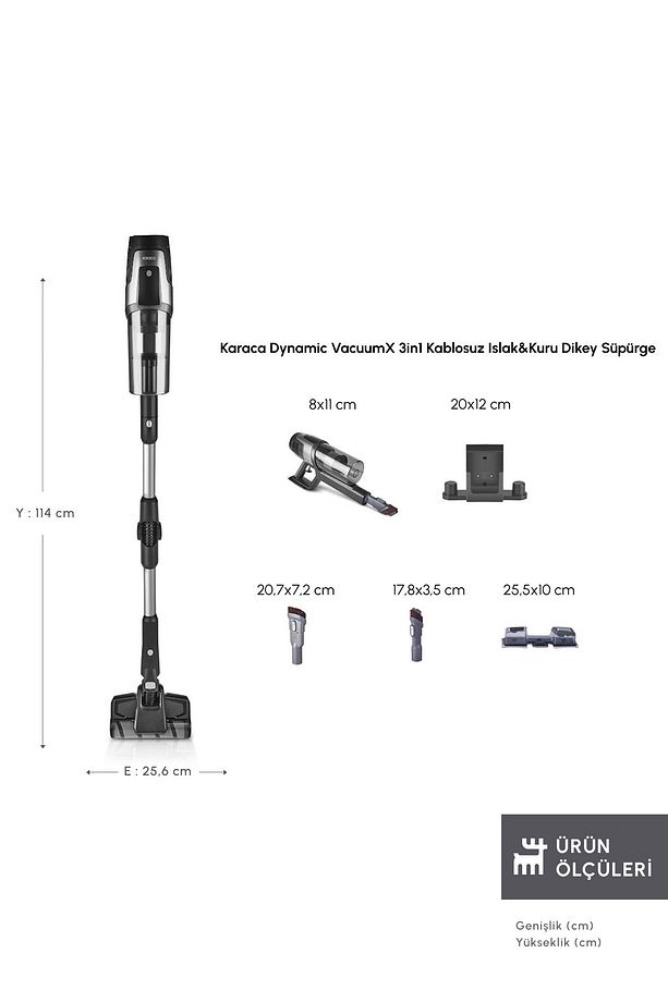 Dynamic Vacuumx 3 in 1 Kablosuz Islak / Kuru Dikey Süpürge 720 W - 2
