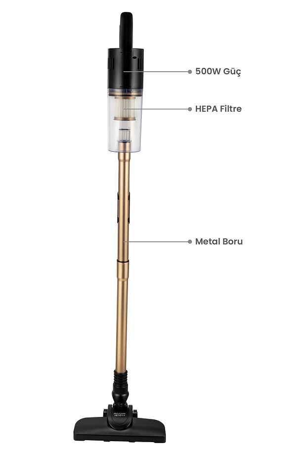 Neto Vc10 Hepa Filtre 1 Lt Toz Hazneli Dik Pratik Süpürge 500w Çelik Boru Gold - 2