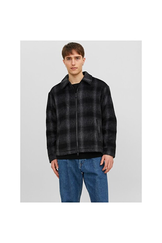 Jack&Jones Shirt Collar Quilted Black Men's Coat 12238915