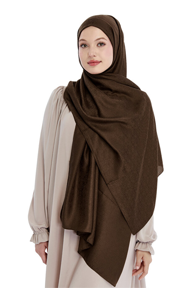 شال بنمط نجمة مونوغرام - شوكولاتة - 3