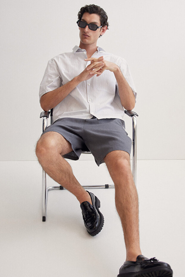 Keten Karışımlı Şort Relaxed Fit - 3