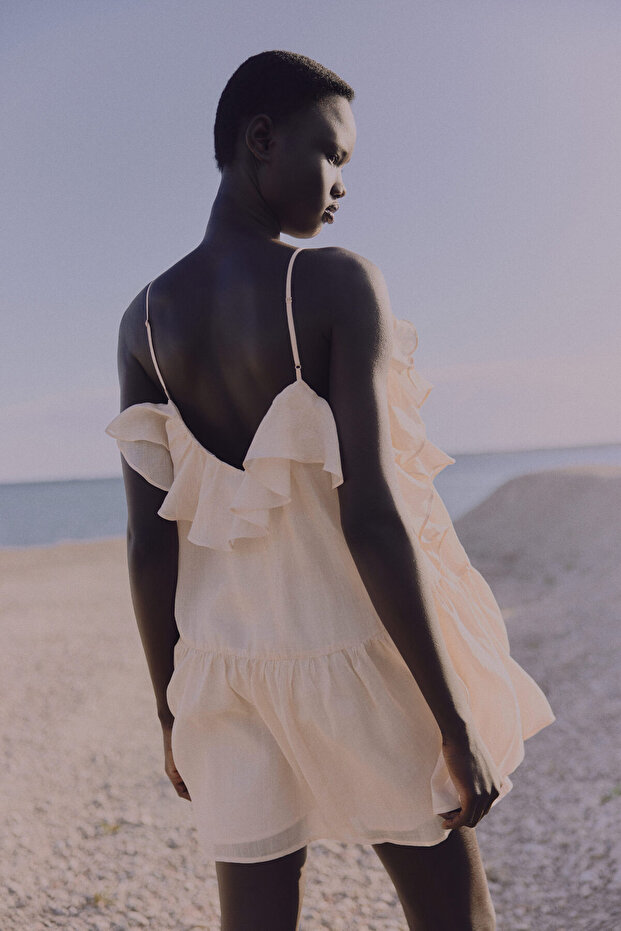 Farbalalı Rami Elbise - 4