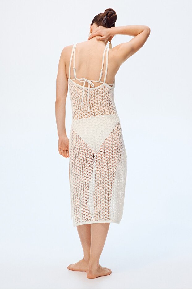 Delik Desenli Triko Plaj Elbisesi - 6