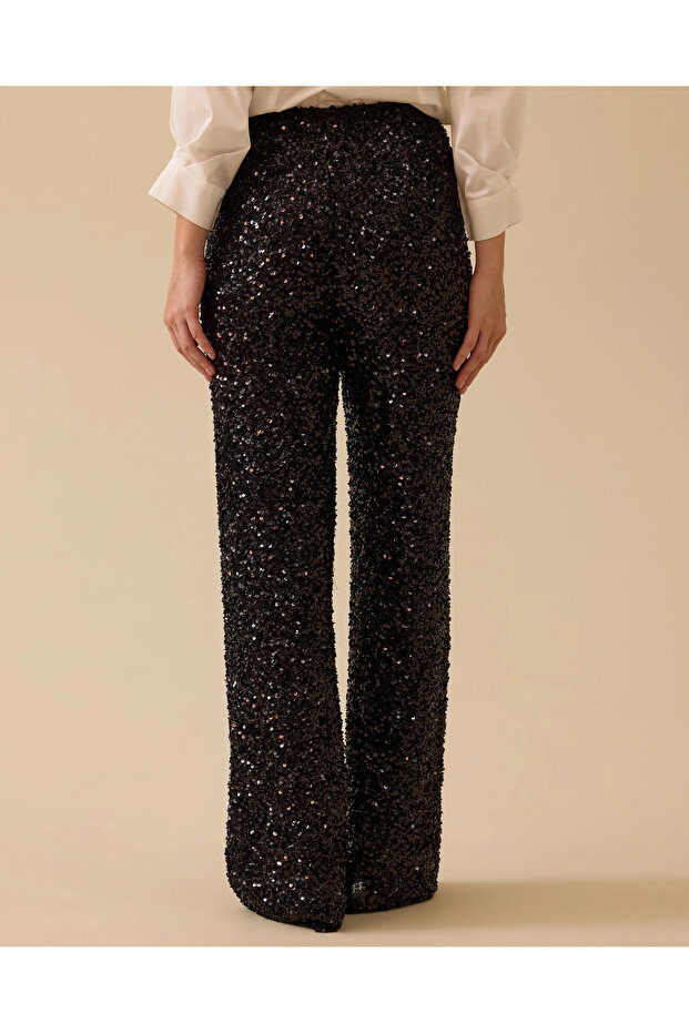 Payet İşlemeli Bol Paça Pantolon - 3
