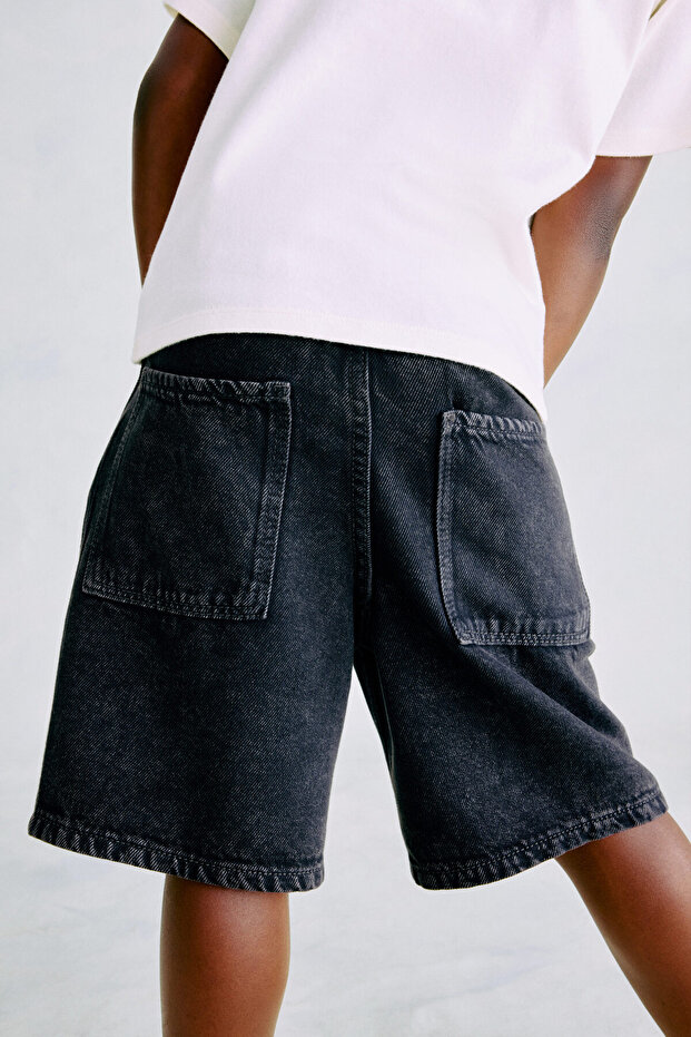 Diz Boyu Kot Şort - 2