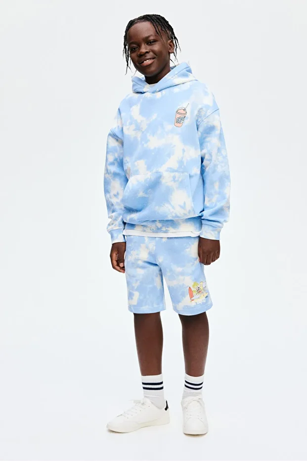 Baskılı Sweatshirt Şort - 1