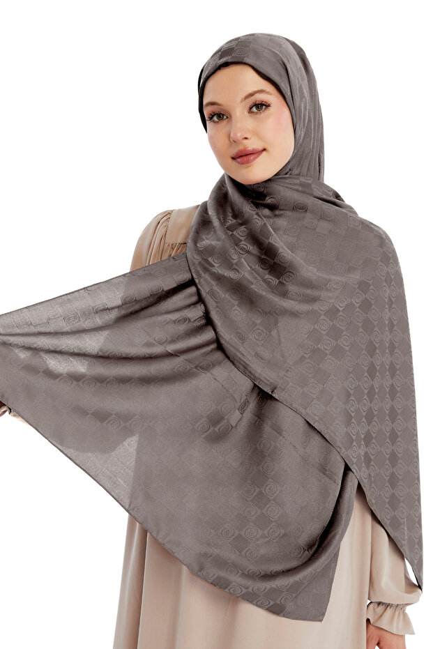 Monogram Checkerboard Pattern Shawl - Dark Mink - 1