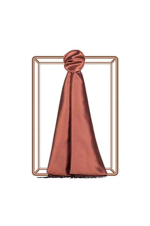 شال حريري مزدوج الوجه - نحاسي أحمر - 1