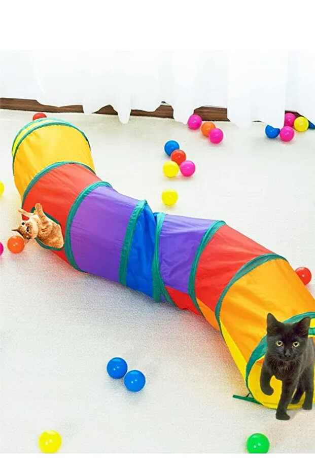 Curved Cat Tunnel Folding Rainbow S Curved Cat Dog Play Tunnel Pet Playing Tunnel - 3