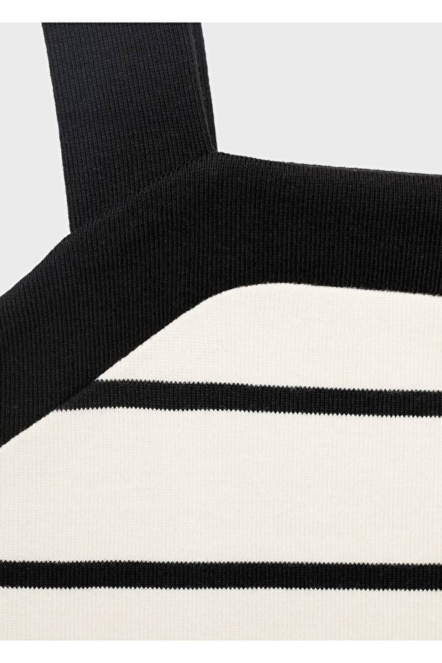 Çizgili midi boy elbise - 5