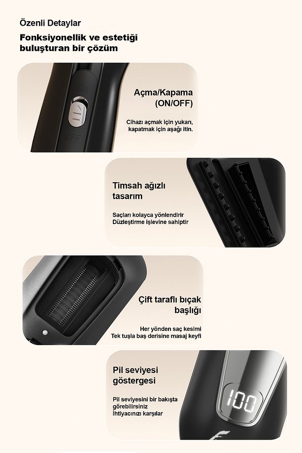 Yeni Nesil Saç Kırığı Kırık Alma Makinesi 2 In 1 Negatif Iyon Teknolojili Lcd Ekran Kablosuz - 4