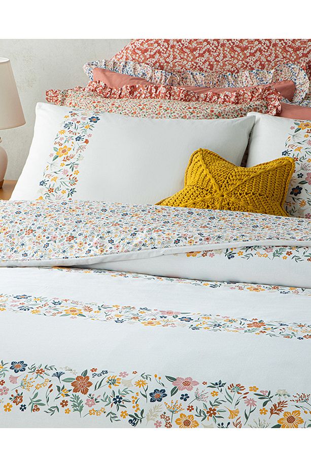 Bloomy Lines Pamuklu Ranforce Çift Kişilik Nevresim Seti 200x220 Cm Sarı - 3