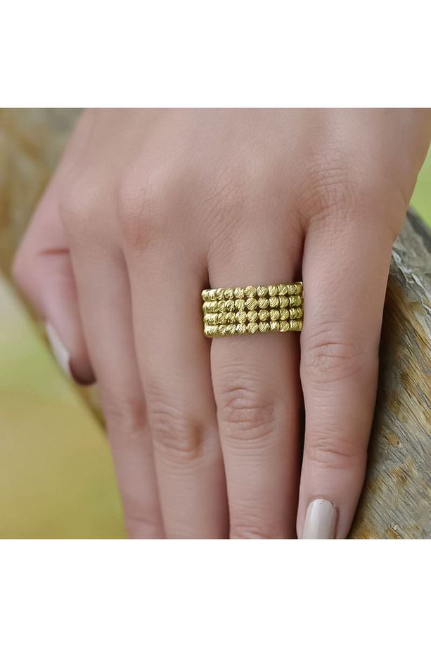 14k Sarı Altın Dört Sıra Dorika Yüzük - 1