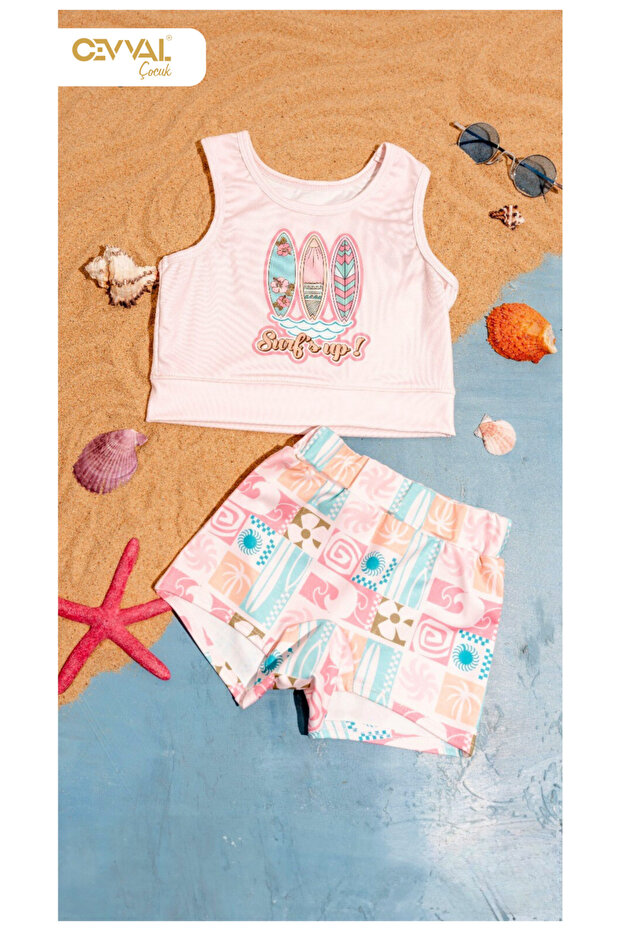 Girl's Swimsuit with Shorts Set of Two - Bikini Set