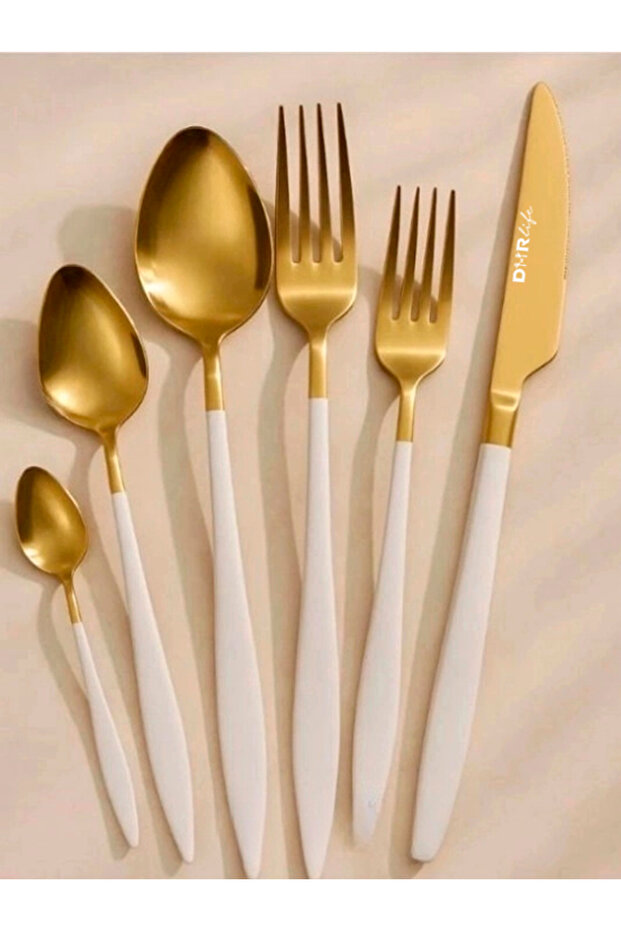 شوكة عشاء باللون الأبيض الذهبي من ياكوت - 1