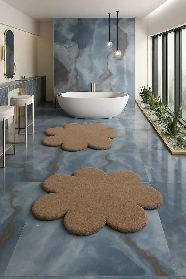Banyo PaspasıYuvarlak Papatya Şekilli İkili Klozet Takımı 80x80 - 60x60 ,Yumuşak soft tuşeli - 1