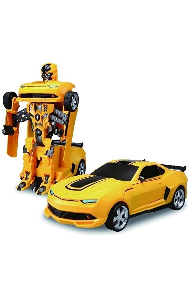 Robota Dönüşen Pilli Araba Transformers Bumble Bee Işıklı Müzikli Yerde Gezen Oyuncak