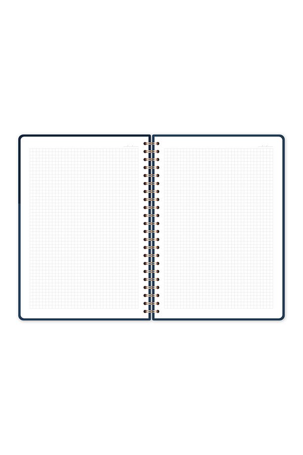 20x28 Spiralli Sert Kapak Lastikli Kareli Not Defteri Lacivert - 8
