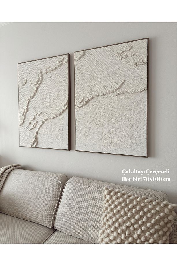 Dokulu Tablo 3 Boyutlu Tablo Alçı Tablo İskandinav Tablo Minimalist Tablo El Yapımı Tablo Doku Sanat - 2