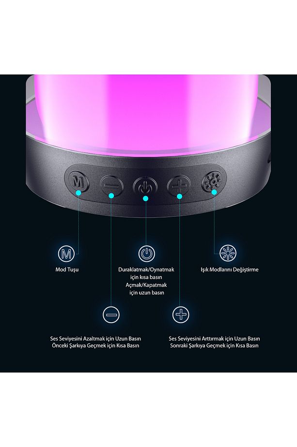 Rs13 Bluetooth 5.0 Rgb Işıklı Taşınabilir 5w Usb Sd Kart Girişli Şarjlı Stereo Hoparlör Siyah - 4