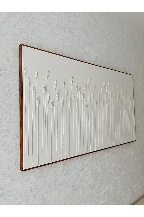 Başak Dokulu Tablo 3 Boyutlu Tablo İskandinav Tablo Minimalist Tablo El Yapımı Tablo Doku Sanatı - 4