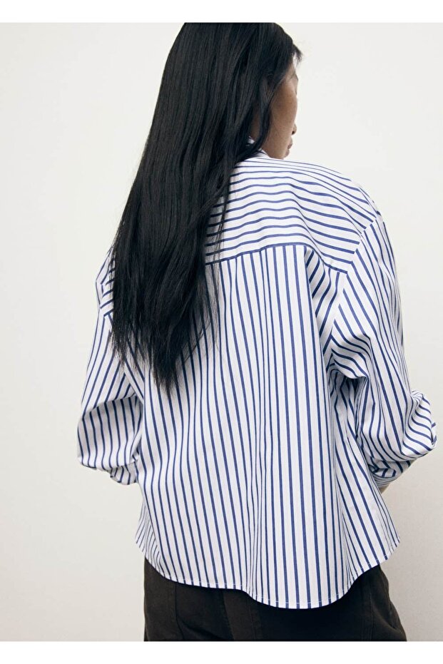 Çizgili crop gömlek - 4